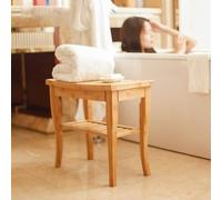 SogesPower Banc Tabouret de Salle de Bain en Bambou antidérapant et imperméable avec 2 Niveaux pour Salle de Bain