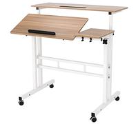 SogesPower Bureau Réglable en Hauteur, Bureau d'Ordinateur Divisé Amovible, 80 x 60 x 67~115 cm, Chêne