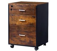 SogesPower Caisson Bureau Mobile Meuble de Rangement de Dossiers avec 3 Tiroirs, 4 roulettes, Serrure, pour Dossiers Suspendus, Document A4