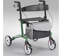 SogesPower Déambulateur 4 Roues pour Adulte Pliable et Léger - Rollator en Alu avec Siège, Freins Manuels et Boîte à Béquille, Rangeable dans un Coffre de Voiture, Aucun Montage (Vert Foncé)