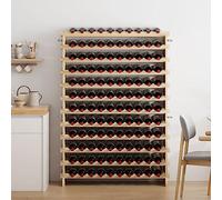 SogesPower Étagère à Vin en Pin Casier à Vin avec 12 Étagères, Capacité pour 120 Bouteilles de Vin, Présentoir à Vin pour Cave, Cuisine, 110 x 35 x 140 cm