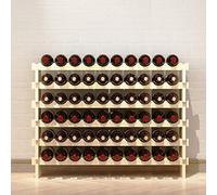 SogesPower Étagère à vin en Pin Casier à Vin avec 6 Étagères, capacité pour 60 Bouteilles de Vin, Présentoir à Vin pour Cave, Cuisine,110 x 30 x 80,5 cm