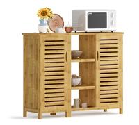 SogesPower Meuble de Rangement en Bambou pour Salle de Bain Buffet sur Pied Meuble de Rangement pour Salon, Cuisine, Bureau à Domicile