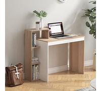 SogesPower Petit Bureau avec Étagères Table 110cm Poste de Travail avec Rangement Bureau Bois Table Informatique avec Rangement pour Maison
