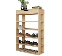 SogesPower Rangement Chaussure en Bois, Meuble Chaussure Entrée de 5 Niveaux, Verticale Etagere Rangement pour Salle, Chambre, Salon, Dressing, Couloir, Teck