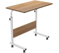 SogesPower Table d’appoint, Petite Table d’appoint, avec 4 roulettes pivotantes, Hauteur réglable, Bureau d’Ordinateur en Forme de C, 80 * 40*(71-90) cm