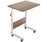 SogesPower Table d’appoint, Petite Table d’appoint, avec 4 roulettes pivotantes, Hauteur réglable, Bureau d’Ordinateur en Forme de C, 60 * 40*(71-90) cm