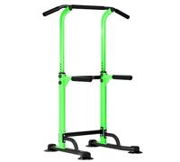 SogesPower Tour d'alimentation, alliage d'acier, vert, hauteur réglable, capacité de 150 kg, comprend une barre de traction, un support de dips pour entraînement à domicile