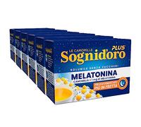 Sognioro Plus Camomille Soluble avec 1 mg de mélatonine sans sucre pour favoriser le sommeil - 6 paquets de 16 sachets