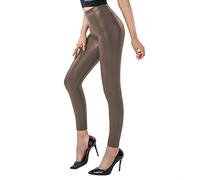 SOGNO D'ORO Leggings en Similicuir pour Femmes Taille Haute Leggings en Cuir PU Pantalons Collants Treggins Leggins Doublés en Polaire,Marron