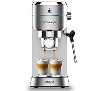 SOGO CAF-SS-7600 Cafetière expresso en acier inoxydable 15 barres, réservoir de 1 L 1450 W, Black