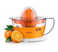 Sogo Presse-agrumes électrique à jus d'orange et de citron avec 2 cônes et couvercle, automatique, puissant et silencieux, carafe 0,5 litre, blanc, 40 W (SS-5223)