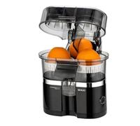 SOGO Presse-Agrumes Electrique XL - Presse-Orange 100W avec Ascenseur Automatique, 2 Cônes de Presse, Anti-Goutte, Passe au Lave-Vaisselle, Sans BPA, Noir