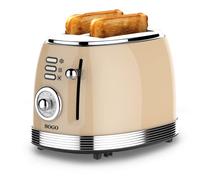 Sogo SS-5470 Grille-pain Retro Vintage Style avec deux fentes - pour 2 toasts - 6 niveaux de grillage 850W, Acier INOXYDABLE et émail beige crème