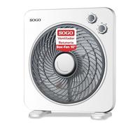 SOGO Ventilateur de table ou de sol FanBox à 3 vitesses, faible bruit, minuterie jusqu'à 1 heure, 5 pales et grille diffuseur rotatif (33 x 35 cm)