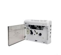 Sogoluat Lecteur cassette vintage avec volant d'inertie en cuivre visible, son stéréo, double enregistrement via AUX, USB-C rechargeable ou pile AA, platine rétro (B)