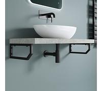Sogood 2 Pièces Équerre de Fixation Noir Plan de Toilette Étagère Tablette Murale Porte-Serviette en Acier Inoxydable 33x2x15cm WH03