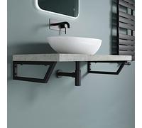 Sogood 2 Pièces Équerre de Fixation Noir Plan de Toilette Étagère Tablette Murale Porte-Serviette en Acier Inoxydable 48x2,5x15cm WH04