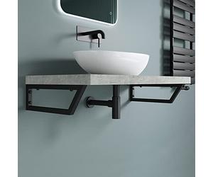 Sogood 2 Pièces Équerre de Fixation Noir Plan de Toilette Étagère Tablette Murale Porte-Serviette en Acier Inoxydable 48x2,5x15cm WH04