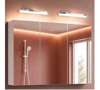 Sogood Armoire Murale Salle de Bains avec Miroir et Lampe Luxaris Chromé Placard de Rangement Blanc Mat en Bois 120 cm