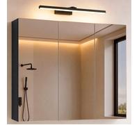 Sogood Armoire Murale Salle de Bains avec Miroir et Lampe Strahlenschön Noir Placard de Rangement Anthracite Mat en Bois 100 cm