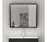 Sogood Armoire Murale Salle de Bains avec Miroir LED Placard de Rangement Compartiment Ouvert Anthracite Mat en Bois Armoire de Toilette 80x12x70 cm Spiegelschrank 01