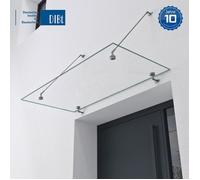Sogood® Auvent en Verre Transparent 90x120cm Auvent de Porte d'Entrée VDG02K Protection Contre la Pluie 2 Barres de Support en Inox