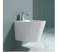 Sogood Bidet Suspendu Blanc Assorti au WC Bidet Mural en Céramique pour Salle de Bains 36x48,5x36cm Düren108