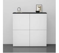 Sogood Buffet Commode 100 cm Meuble de Rangement Gris Noir Mat et Blanc Mat Placard Salon Salle à Manger 4 Portes Schrank04