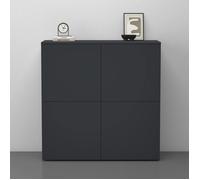 Sogood Buffet Commode 100 cm Meuble de Rangement Gris Noir Mat Placard Salon Salle à Manger 4 Portes Schrank04