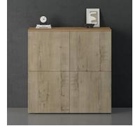 Sogood Buffet Commode 100cm Meuble de Rangement Chêne Clair et Chêne Grège Placard Salon Salle à Manger 4 Portes Schrank04