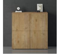 Sogood Buffet Commode 100cm Meuble de Rangement Chêne Clair Placard Salon Salle à Manger 4 Portes Schrank04