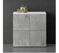 Sogood Buffet Commode 76 cm Meuble de Rangement Blanc Mat et Béton Placard Salon Salle à Manger 4 Portes Schrank04