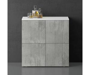 Sogood Buffet Commode 76 cm Meuble de Rangement Blanc Mat et Béton Placard Salon Salle à Manger 4 Portes Schrank04