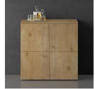 Sogood Buffet Commode 76cm Meuble de Rangement Chêne Clair Placard Salon Salle à Manger 4 Portes Schrank04