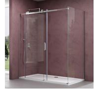 Sogood Cabine de Douche Paroi de Douche avec Porte Coulissante 80x110x195cm Montage Réversible Verre Transparent 8mm Ravenna17