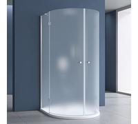 Sogood Cabine de Douche Ronde 100x100cm Opaque Paroi de Douche Montage Réversible 1/2 Cercle avec receveur et Bonde Ravenna03S