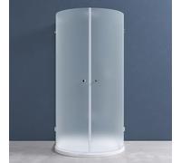 Sogood Cabine de Douche Ronde 90x90cm Opaque Paroi de Douche Montage Réversible 1/2 Cercle Ravenna03S Verre de Sécurité 8mm