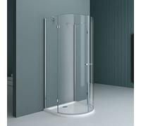 Sogood Cabine de Douche Ronde 90x90cm Transparent Paroi de Douche Montage Réversible 1/2 Cercle Ravenna03K Verre de Sécurité 8mm