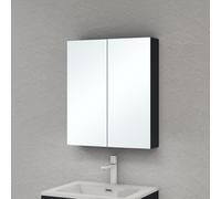 Sogood doporro Armoire Murale Salle de Bains avec Miroir Placard de Rangement Étagères Réglable Anthracite Mat en Bois Armoire de Toilette 2 Portes 60x15x70 cm Spiegelschrank 02