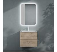 Sogood doporro Meuble de Salle de Bain Suspendu 80x48x50cm Ensemble de 3 Pièces Meuble avec Lavabo Solid Surface et LED Miroir Design Aqualis