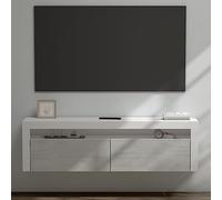 Sogood doporro Meuble TV Bas 160x40x46cm Armoire TV Blanc Mat + Béton Table de Télévision Salon avec 2 Portes Meuble TV Suspendu Fernsehschrank01