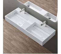 Sogood Double Lavabo Suspendu Blanc 120cm Vasque à Poser avec Bonde Lave Mains Rectangulaire 120x48x13cm Colossum12