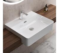 Sogood Lavabo à Encastrer Blanc Vasque en Céramique Lave Mains Rectangulaire de Qualité pour Salle de Bain 50,5x42,5x12,5cm Brüssel702