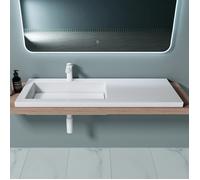 Sogood Lavabo à Encastrer Blanc Vasque en Fonte Minérale Lave Mains Rectangulaire pour Salle de Bain 120x46x14cm Colossum820