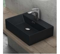Sogood Lavabo à Poser Noir Mat Vasque Suspendu en Céramique Lave Mains Rectangulaire pour Salle de Bain Brüssel201 51x36x13cm