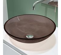 Sogood Lavabo à Poser Vasque en Verre Café Lave Mains Ovale de Salle de Bains Petit Lave-Mains pour WC 40x40x12 cm Minerva06