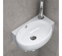 Sogood Lavabo vasque à monter au mur évier, Bruxelles 001L, blanc, traitement anticalcaire, céramique