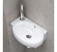 Sogood Lavabo vasque à monter au mur évier, Bruxelles 001R, blanc, traitement anticalcaire, céramique Dimensions: 42 x 28 x 15cm, écartement des percages: 240 mm