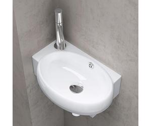 Sogood Lavabo vasque à monter au mur évier, Bruxelles 001R, blanc, traitement anticalcaire, céramique Dimensions: 42 x 28 x 15cm, écartement des percages: 240 mm